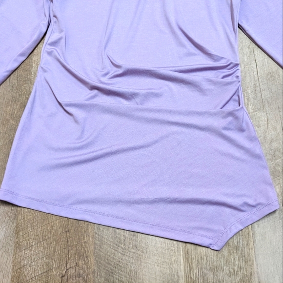 The Limited Lavender Draped Blouse asymmetrical hem - Picture 6 of 7